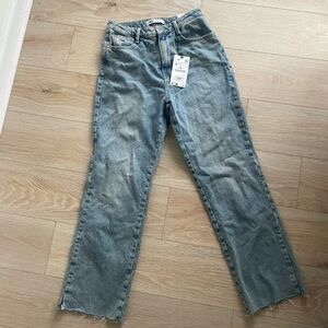 Zara Straight Leg High Rise Ankle Jeans